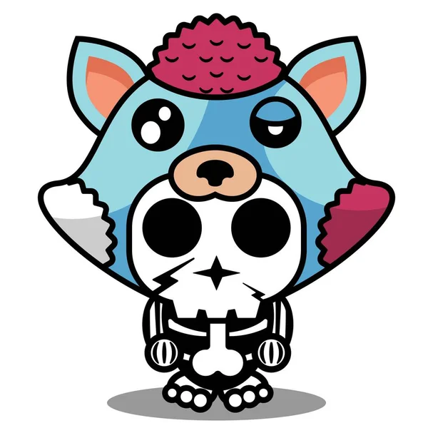 Vector Ilustración Lindo Personaje Dibujos Animados Zombie Mascota Hueso Animal — Archivo Imágenes Vectoriales