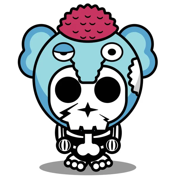 Vektor Illustration Von Niedlichen Cartoon Figur Zombie Maskottchen Knochen Tier — Stockvektor