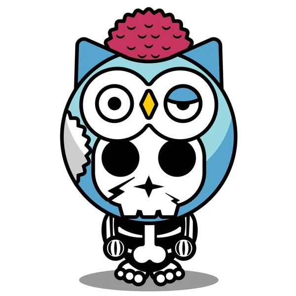 Vector Illustration Cute Cartoon Character Zombie Mascot Bone Animal Owl — Stock vektor