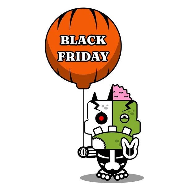 Cartoon Character Costume Vector Illustrationzombie Bone Mascot Black Friday Sale — Stock Vector