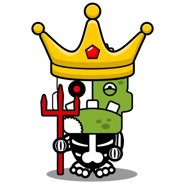 Kreslený Znak Kostým Vektor Ilustracezombie Kost Maskot Král — Stockový vektor