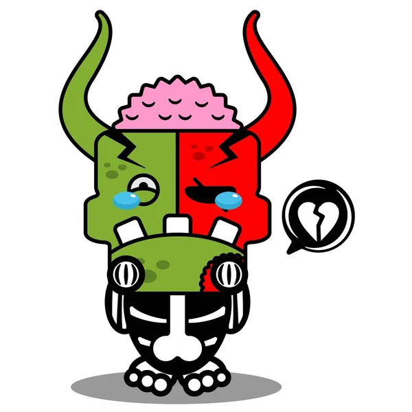 Cartoon Character Costume Vector Illustrationcute Zombie Demon Mascot Sad Expression — Stock vektor