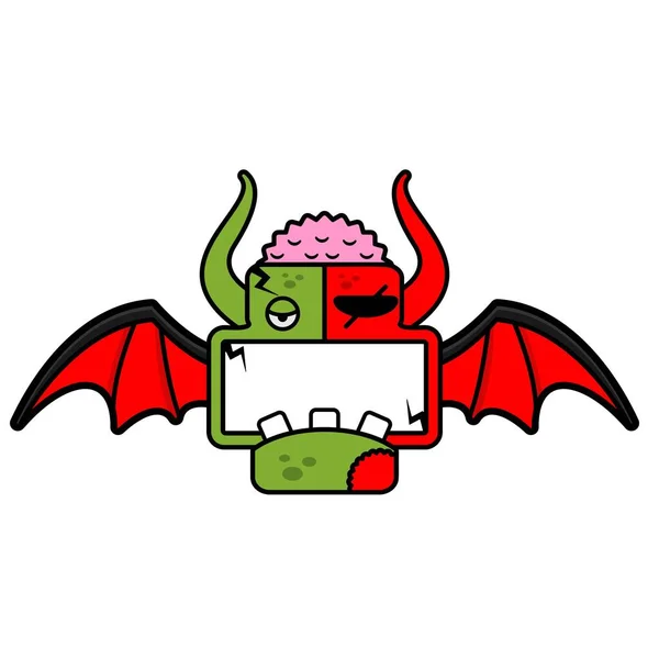 Desene Animate Personaj Costum Vector Ilustraredrăguț Demon Mascota Liliac Bord — Vector de stoc