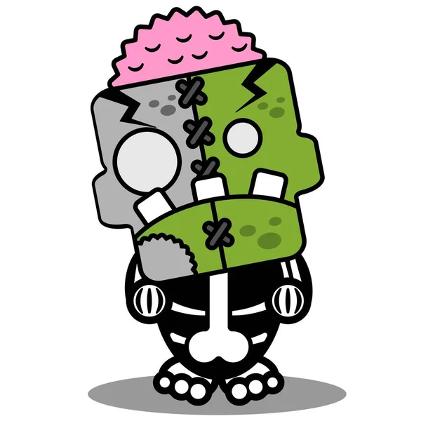 Cartoon Character Costume Vector Illustrationwalking Cute Zombie Doll Mascot — Stock vektor