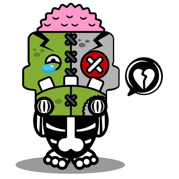 Cartoon Character Costume Vector Illustrationcute Zombie Doll Mascot Sad Expression — Stock vektor