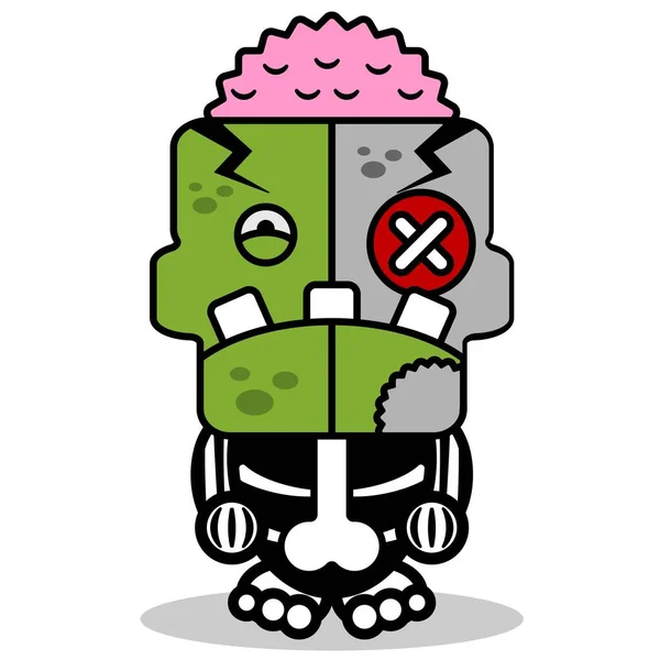 Cartoon Character Costume Vector Illustrationcute Zombie Doll Mascot — Stock vektor