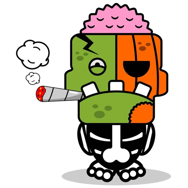 Cartoon Character Costume Vector Illustrationsmoking Pumpkin Zombie Mascot — Stock vektor