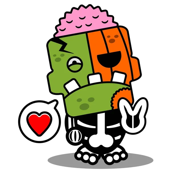 Cartoon Character Costume Vector Illustrationpumpkin Zombie Mascot Love Piss — Vetor de Stock