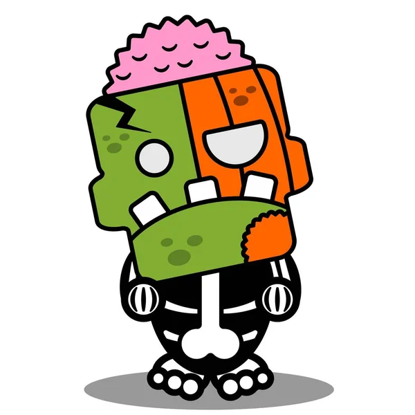 Cartoon Character Costume Vector Illustrationwalking Pumpkin Zombie Mascot — Stock vektor