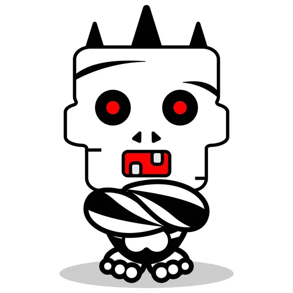 Cartoon Cute Halloween Skull Autumn Mascot Character Cool —  Vetores de Stock