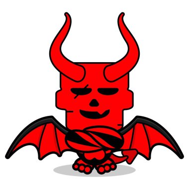 cute skull red devil mascot character cartoon vector cool