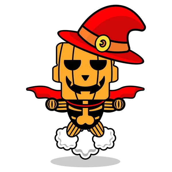 Vector Cartoon Pompoen Mascotte Karakter Halloween Schattig Schedel Scheet Vliegen — Stockvector