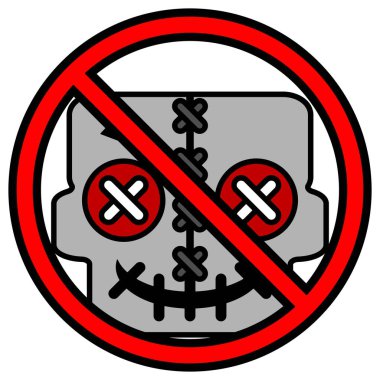 Vektör karikatür maskotu karakter Cadılar Bayramı Kafatası şirin voodoo bebeği iz yok