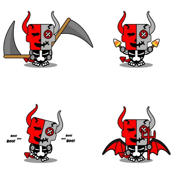 Halloween Cartoon Voodoo Devil Doll Mascot Character Vector Illustration Cute — Stockvektor