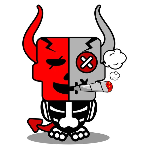 Γελοιογραφία Βουντού Διάβολος Κούκλα Μασκότ Χαρακτήρα Διανυσματική Απεικόνιση Αστείο Κρανίο — Διανυσματικό Αρχείο