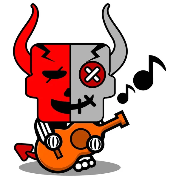 Halloween Cartoon Voodoo Devil Doll Mascot Character Vector Illustration Cute — Stock vektor