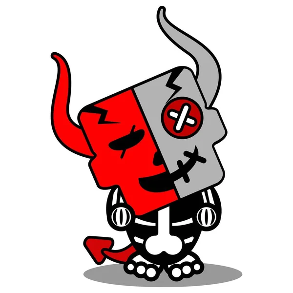 Halloween Cartoon Voodoo Devil Mascot Character Vector Illustration Cute Zombie —  Vetores de Stock
