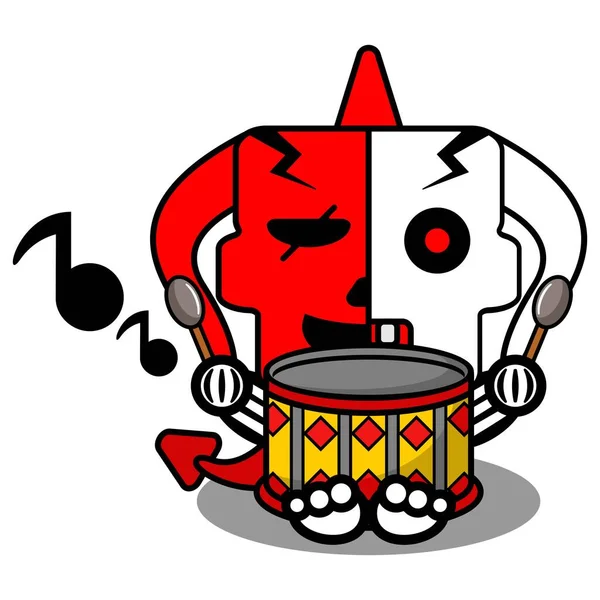 Halloween Cartoon Red Devil Bone Mascot Character Vector Illustration Cute — Vettoriale Stock