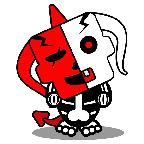 Halloween Cartoon Red Devil Bone Mascot Character Vector Illustration Cute — Vetor de Stock