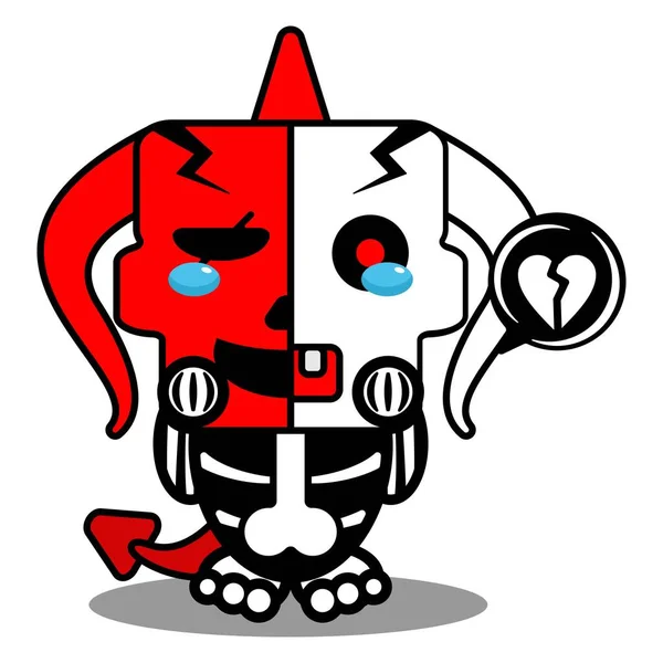 Halloween Cartoon Red Devil Bone Mascot Character Vector Illustration Cute — Stock vektor