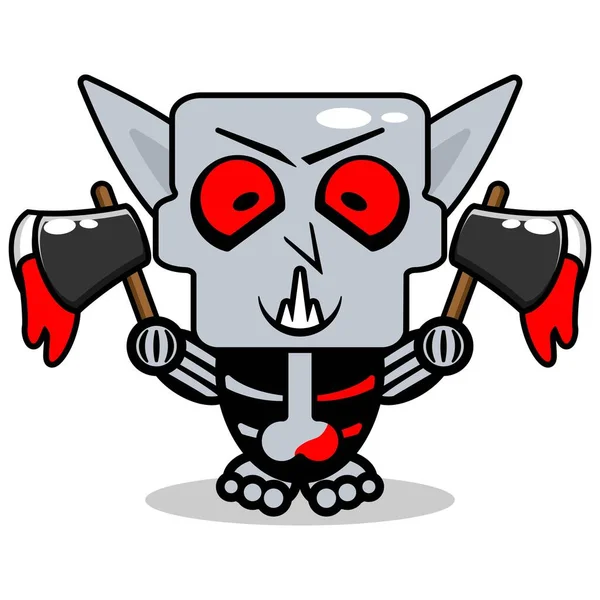 Cute Nosphere Bone Mascot Character Cartoon Vector Illustration Holding Bloody — Vetor de Stock