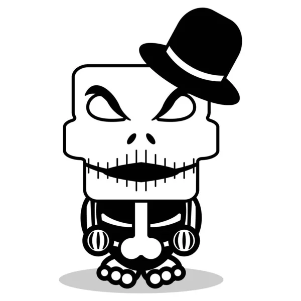 Cute Skellington Bone Mascot Character Cartoon Vector Illustration — Vector de stock