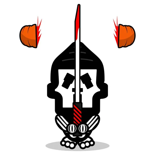 Cute Ghostface Bone Mascot Character Cartoon Vector Illustration Holding Bloody — Vetor de Stock