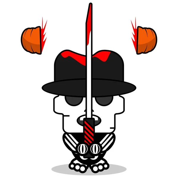 Cute Freddy Krueger Bone Mascot Character Cartoon Vector Illustration Holding — Vettoriale Stock