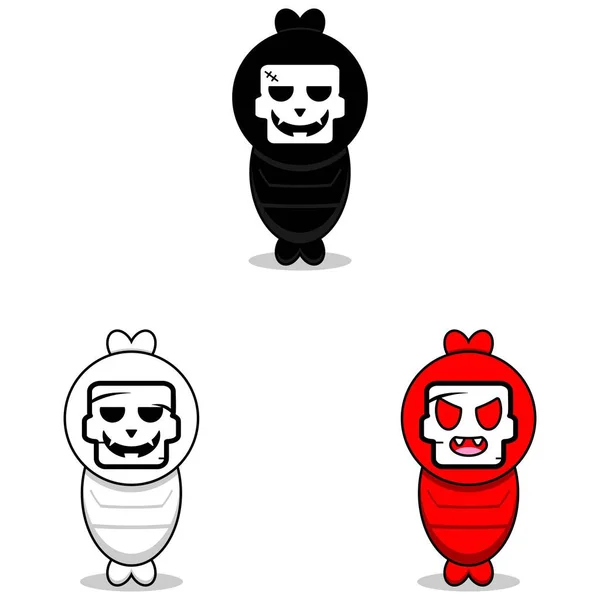 Cute Character Ghost Pocong Design Traditional Indonesian Ghost — 图库矢量图片