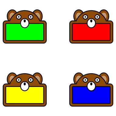 cute bear animal board color bundle set vector illustration design