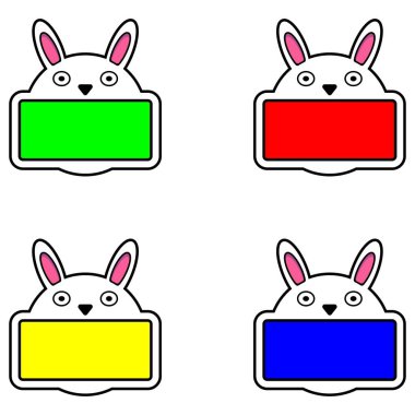 cute bunny animal board color bundle set vector illustration design