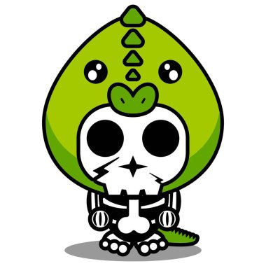 Maskot kostümlü, çizgi film karakteri hayvan adam iguana şirin kafatasının vektör çizimi