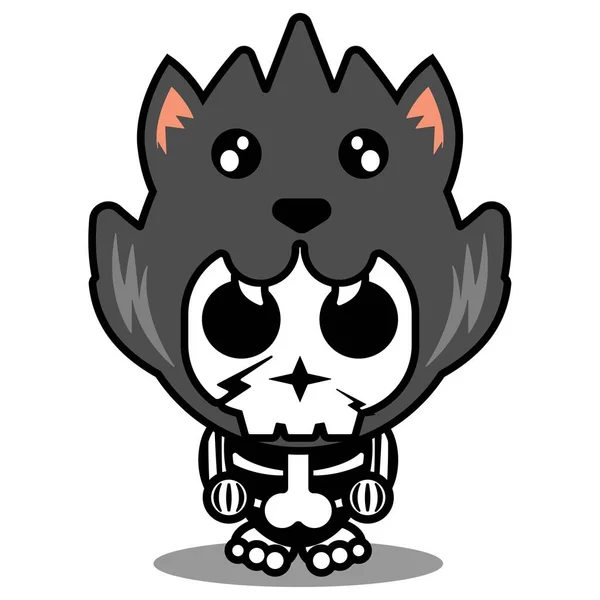 Vector Illustration Mascot Costume Cartoon Character Animal Man Wolf Cute — Stock Vector