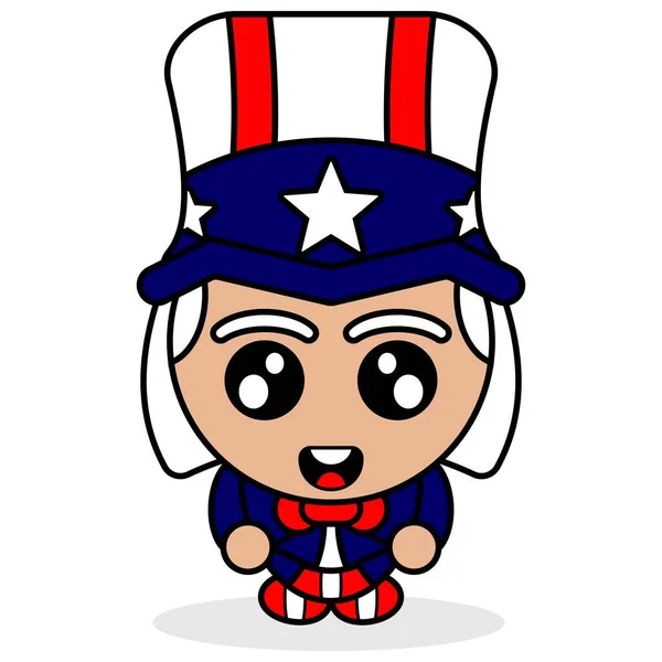 Mignon Américain Country Boy Mascotte Personnage Dessin Animé Vectoriel Illustration — Image vectorielle