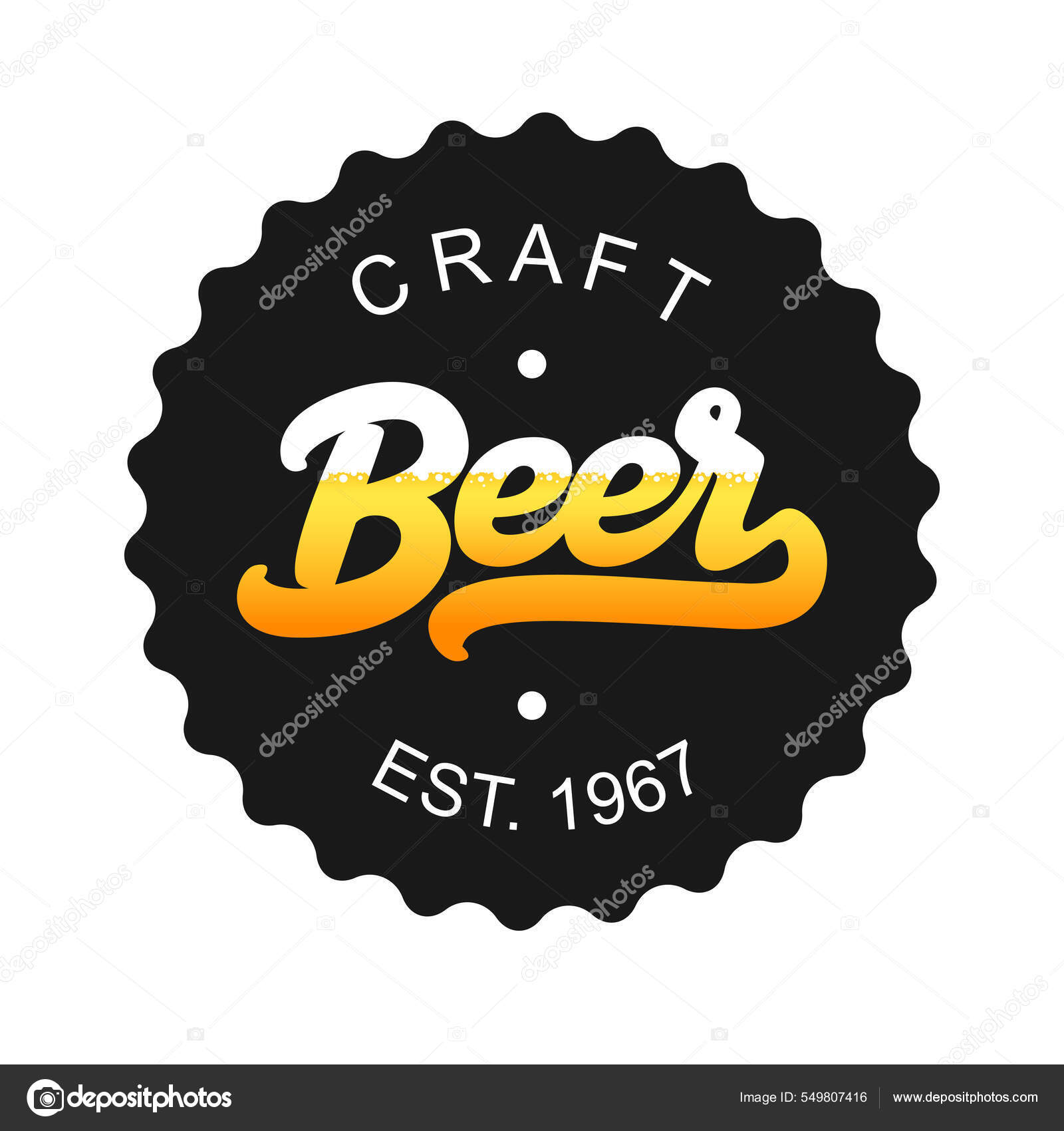 Concept Craft Beer Logo Design White Background Beer Shop Vintage Stock