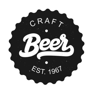 Beyaz arka planda Craft Bira logosu tasarımı. Bira dükkanı etiketi ya da klasik marka şablonu