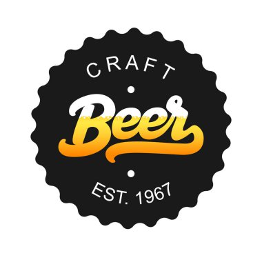Beyaz arka planda Craft Bira logosu tasarımı. Bira dükkanı vintage logo şablonu