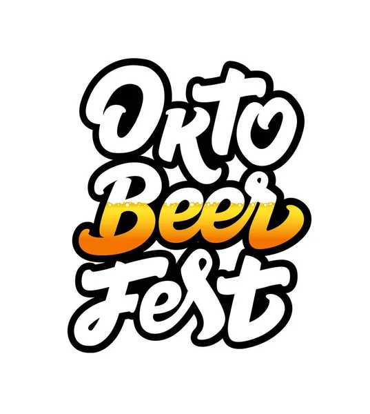 Manifesto Tipografico Oktoberfest Con Disegno Vettoriale Della Scritta Birra Isolato — Vettoriale Stock