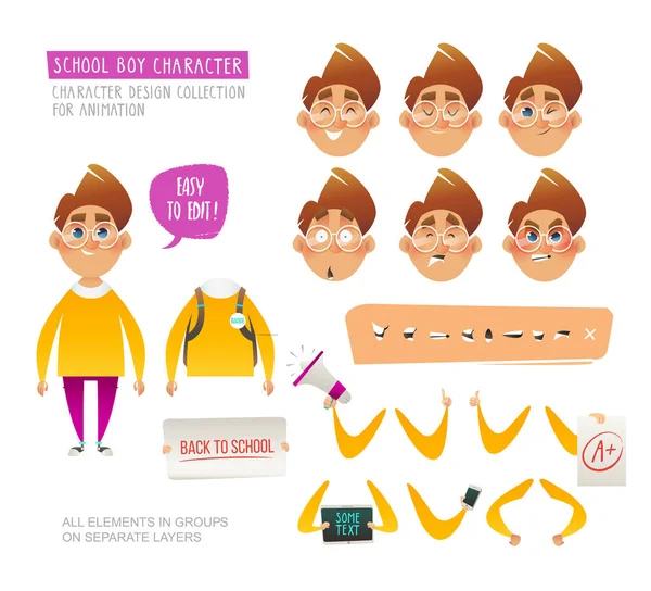 Cartoon Pupil Σχολείο Αγόρι Που Χαρακτήρας Για Σχεδιασμό Σκηνές Και Royalty Free Εικονογραφήσεις Αρχείου