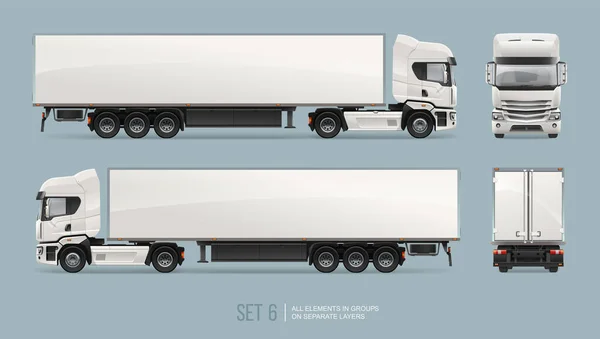 Λευκό Φορτηγό Φορτηγό Φορτηγό Πρότυπο Διάνυσμα Για Σχέδιο Mockup Απομονώνονται Royalty Free Εικονογραφήσεις Αρχείου