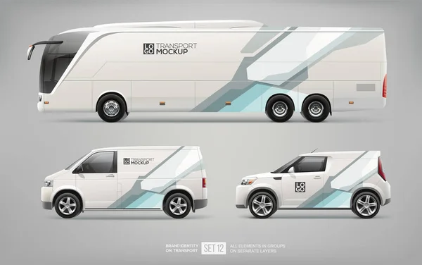 Mockup Του Πούλμαν Promo Περιοδεία Λεωφορείο Φορτηγό Και Εμπορικό Αυτοκίνητο Διάνυσμα Αρχείου
