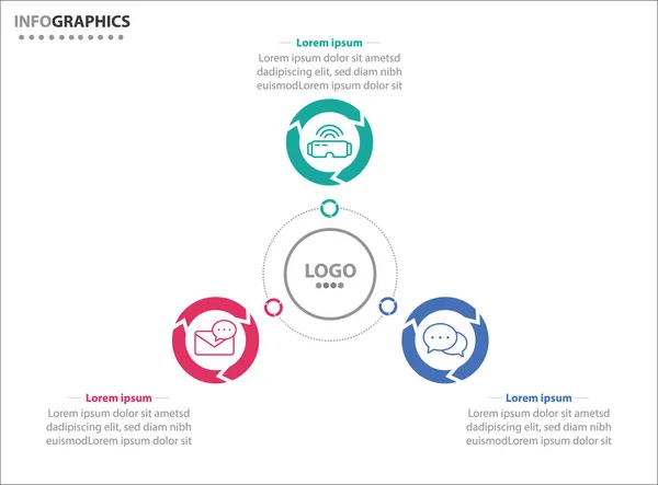 Três Elementos Infográficos Ilustração Vetorial Modelo Negócio Vetorial Para Apresentação — Vetor de Stock