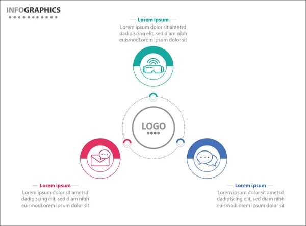 Três Elementos Infográficos Ilustração Vetorial Modelo Negócio Vetorial Para Apresentação — Vetor de Stock