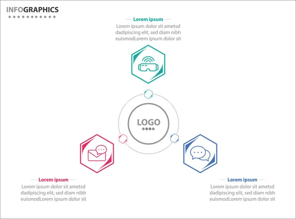 Três Elementos Infográficos Ilustração Vetorial Modelo Negócio Vetorial Para Apresentação — Vetor de Stock