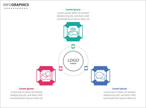 Três Elementos Infográficos Ilustração Vetorial Modelo Negócio Vetorial Para Apresentação — Vetor de Stock