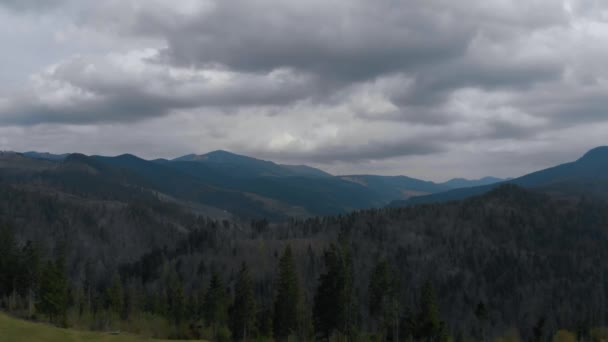 Mountain Landscape View Cloudy Day Drone — 图库视频影像