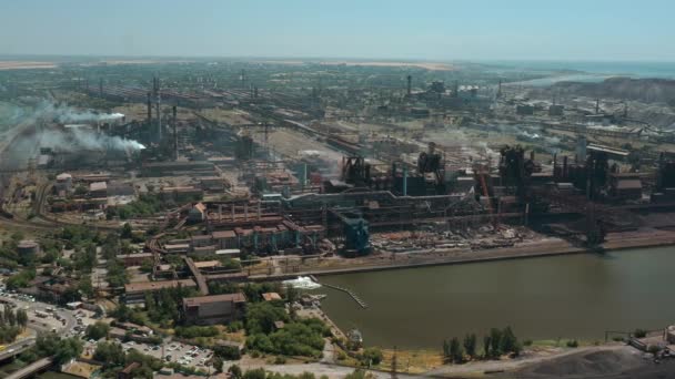 Drone View Azovstal Metallurgical Plant View Plant Destruction War Ukraine — Stok video