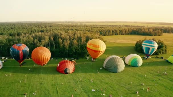 Ukraine Kolonshchyna June 2020 Balloon Festival Colorful Hot Air Balloons — Stockvideo