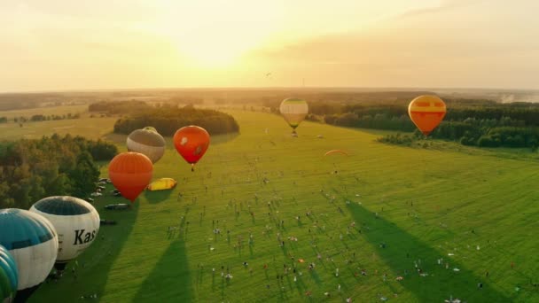 Ukraine Kolonshchyna June 2020 Balloon Festival Aerial View Hot Air — ストック動画