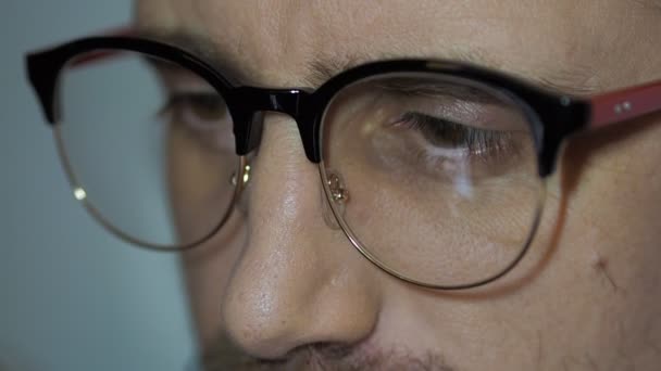 Очі Людини Окулярах Корекції Зору Людські Очі Окуляри Візуальні Порушення — стокове відео